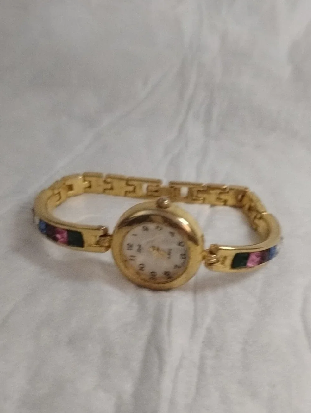Style Bracelet Watch with Multicolor Gem Accents Size 7-3/4